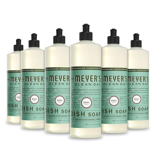 Image of Mrs. MEYER'S CLEAN DAY Liquid Dish Soap, Basil, 16 fl. oz - Pack of 6