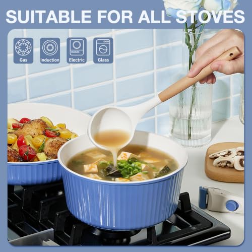 Image of KOCH SYSTEME CS 19 Pcs Non stick Ceramic Cookware Set with Detachable Handles, Nonstick Pots and Pans Set, Induction /Dishwasher Safe, Non Toxic Space Saving Kitchen Set with Lids & Utensils, Blue