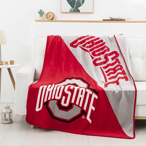 Image of Northwest NCAA Ohio State Buckeyes Unisex Micro Raschel Throw Blanket, 46 x 60 Inches, Halftone Design, Soft Fan Blanket