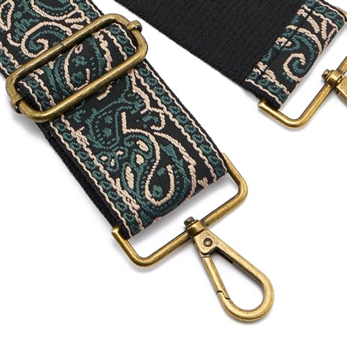 Image of ZOOEASS Bronze Buckles Purse Strap, 2 inch Wide Crossbody Handbag Strap Adjustable Replacement Shoulder Strap Vintage Embroidery