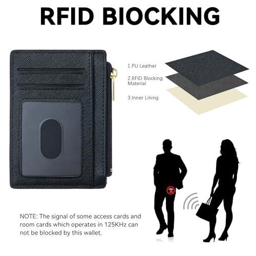 Image of Tipmile Mens RFID Wallet, Small Slim Business Credit Card Holder, Mens Gift | Mini Tiny Cute ID Case, Minimalist Zipper Pocket Wallet, Thin Coin Purse, Mothers Gift