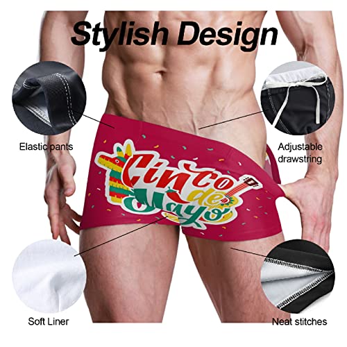 Mens Swimming Boxer Briefs Red Mexican Pinata Quick Dry Athletic Swimsuit4
