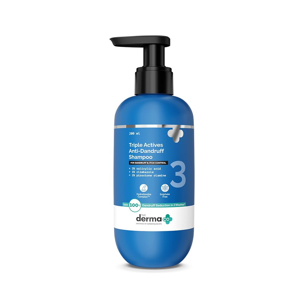 The Derma Co Triple Actives Anti-Dandruff Shampoo (200 ml) | Power of 3 Actives - 2% Salicylic Acid, 1% Climbazole & 1% Piroctone Olamine | Removes Dandruff from Source | Kills 99% Dandruff Causing Fungus | Defends Against Recurrence, Soothes Itchiness & Irritation | For Men & Women-image-38