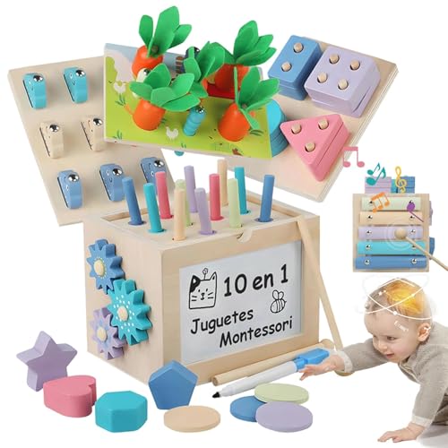 Janety 10 en 1 Juguetes Montessori 1 2 3 4 5 Años, Material Didáctico Preescolar, Juguetes Educativos para Niños y Niñas,...