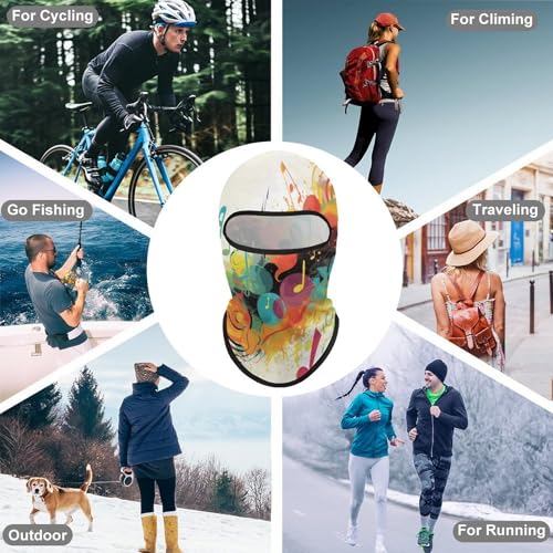 Balaclava máscara de esquí, protección solar cubre cara y cuello con diseño musical abstracto, fresco para verano, unisex miniatura 6