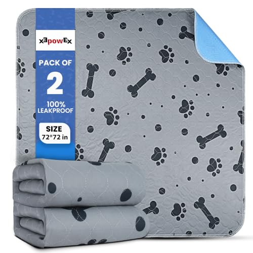 Image of Reusable Dog Training Pads 2 Packs 72'' x 72'' Washable Puppy Pads Extra Large Pet Mats for Floor Waterproof Heavy Absorbent Dog Crate Liner for Indoor Use and Large Breed Protection