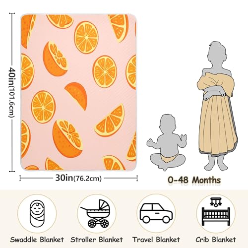 Burbuja Juicy Orange Baby Blanket for Boys Girls, Nursery Soft Warm Swaddling Receiving Baby Blankets, 30x40 in Toddler Blanket3