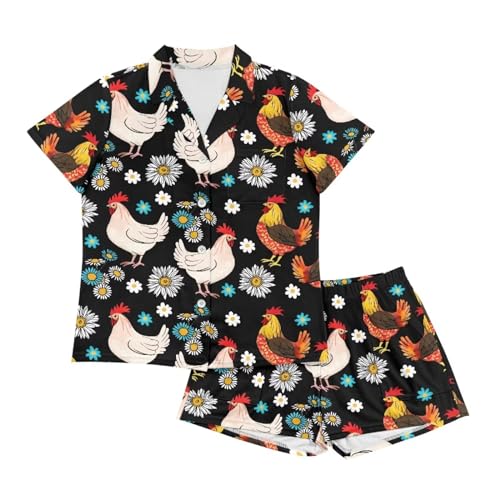 Image of Women's Short Sleeve Sleepwear Pajamas Nightwear with Pockets | skin-friendly breathable material resists pilling fading and deformation after repeated washing