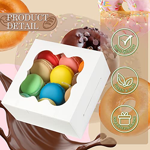 KPOSIYA 65PCS Bakery Boxes with Window 6x6x3 Inches 5 Style Cookie Boxes Small Pastry Boxes for Candy, Dessert, Pastry, Donuts, Birthday Party, Wedding(White) by KPOSIYA - Image 3