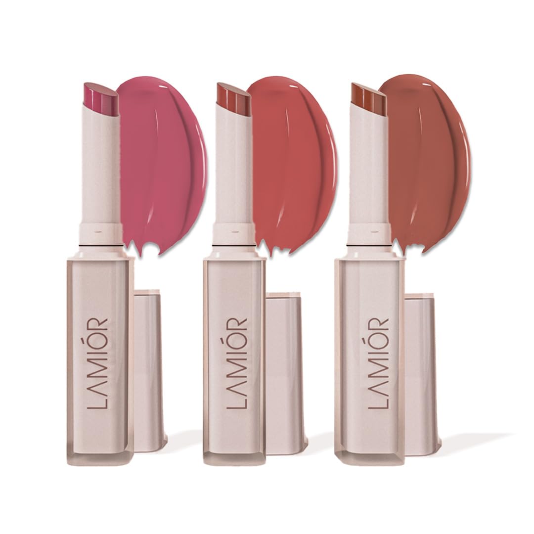 Lamior Lip Drip Gloss Stick | Ultra Glossy Mirror Shine, Non-Sticky, Featherlight| Hydrating, Long-Lasting Colour | with Hyaluronic Acid, Peptides & Kakadu Plum | Vegan & Clean Beauty - Spring Dew - Combo of 3