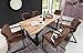 Produktbild SAM 7tlg. Essgruppe Quentin, 1x Baumkantentisch 200x100cm Akazienholz naturfarben + massiv & 6X Schwingstuhl/Esszimmerstuhl Parzivo in Wildleder-Optik, Tischgruppe im Industrial-Stil