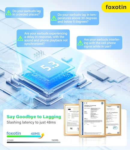 Image of TWS Wireless Earbuds Bluetooth 5.3 Headphones (48H Playback) Built in Mic with LED Display Charging Case, IP7 Waterproof Earphone for iPhone Andriod Phones Laptop Sports Workout (Pearl)