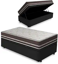 Cama Box com Baú Solteiro King + Colchão de molas - Anjos - Classic Superlastic 96cm
