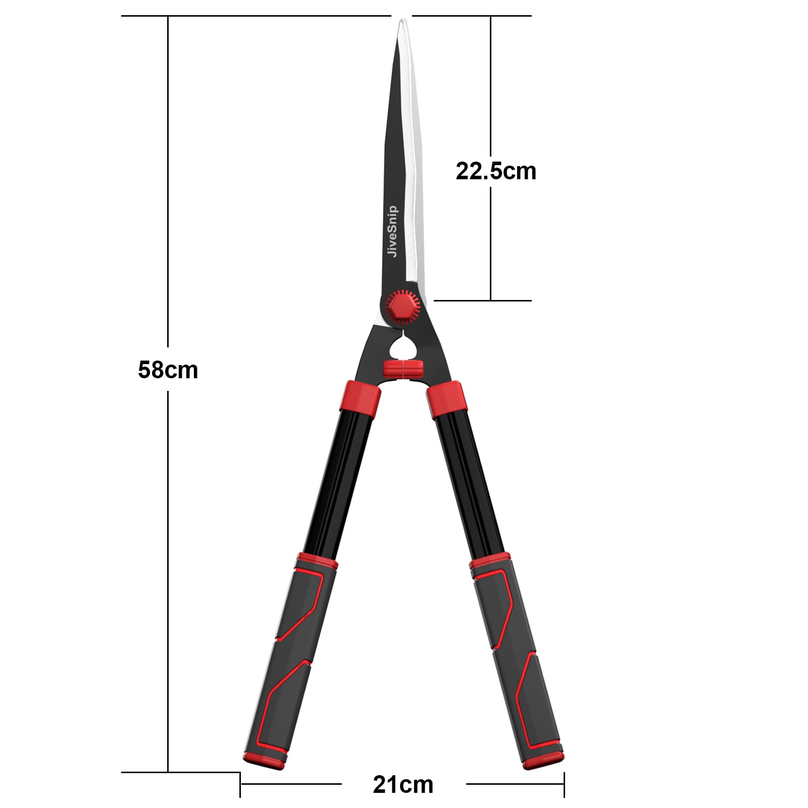 JiveSnip Cisaille à haie 23" Hedge Shears - Lames en Acier au Carbone Tranchantes Comme des Rasoirs, Revêtement Antirouille, Tondeuses de Jardin Légères Pour Tailler Les Haies, Arbustes et Buissons