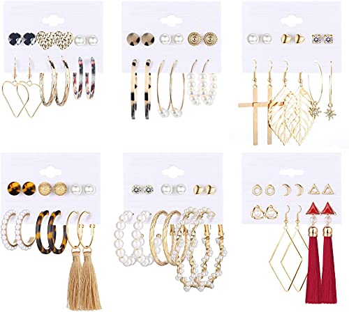 LOLIAS 36 Pares Conjunto de Aretes Para Mujer Bohemian Dangle Tassel Earring Packs Pendientes de Aro...