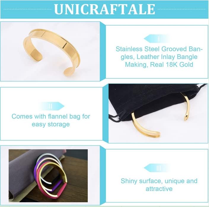 UNICRAFTALE 1pc Cuff Bracelet Blank Grooved Bangles Adjustable Empty Open Bangles for Inlay 50-60mm for Jewelry Making Supplies DIY Gemstone Inlay Crafts Stainless Steel Hair Tie Bracelet - Image 4