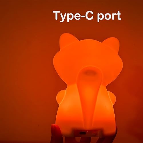 Miniatura 4 de WHA&DARREN Luz nocturna de zorro grande para niños, bonita luz nocturna de bebé, lámpara de noche de silicona, luces LED para dormir, luz de