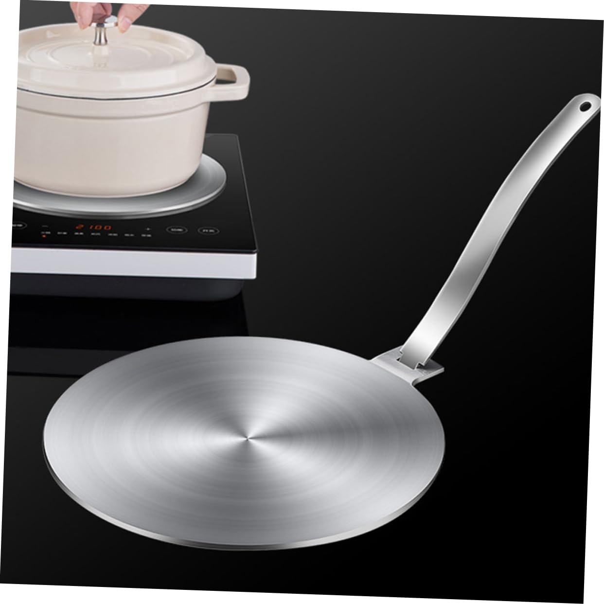 Difusor de Calor para Cocina Inducción y Gas Adaptador de Antiburn y de Limpiar Compatible con Estufas Eléctricas Gas con Mango Extraíble Distribución Uniforme del Calor