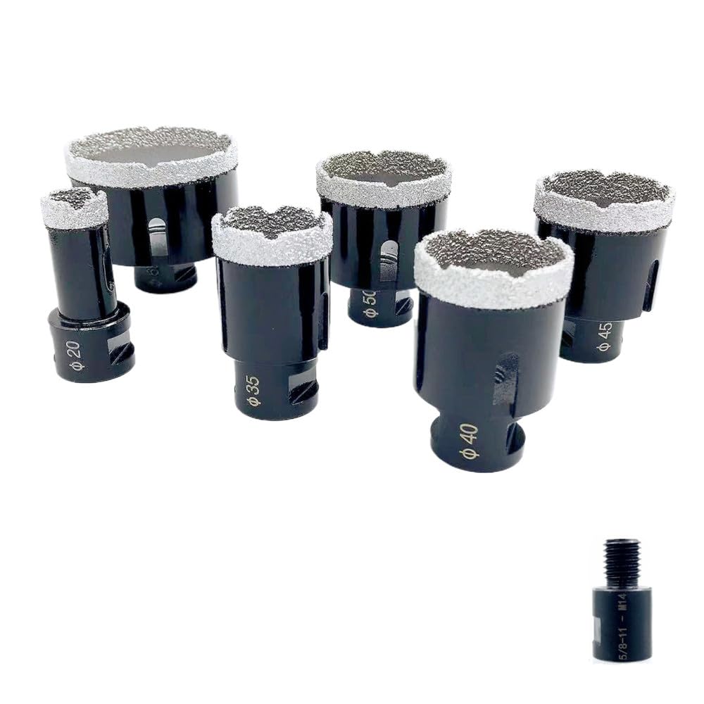 Juego de 6 brocas de perforación en seco de diamante con rosca M14, juego de brocas de perforación soldadas al vacío, azulejos de porcelana, granito, mármol, sierra perforadora, 6 piezas 5 8,11, M14
