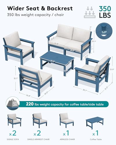 Image of SERWALL HDPE Outdoor Patio Furniture Set with Coffee Table