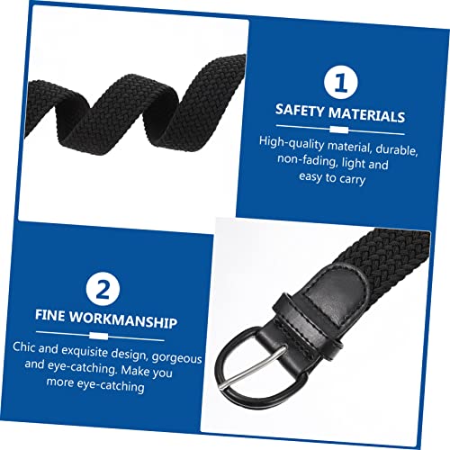 BESPORTBLE Elastic Woven Waist Belt with Buckle Unisex Casual Dress Accessory Stretch Waistband for Fit and Stylish Outlines Black3