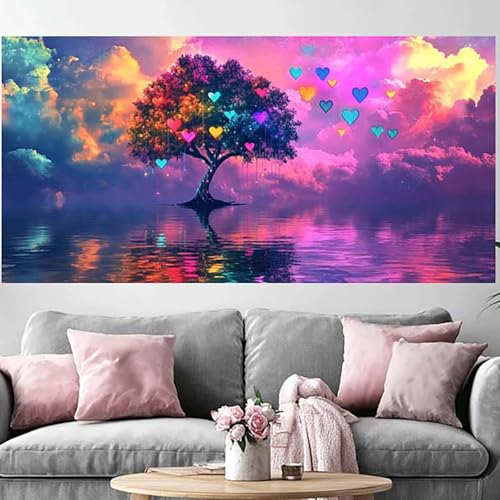 Grand diamond painting adulte 70x210cm broderie diamant arbre de la vie