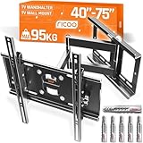 RICOO TV Wandhalterung Fernseher Halterung Schwenkarm mit Fischer-Dübel für 40-75 Zoll Bildschirm Flach OLED Fernsehhalterung für Wand R23-F Schwenkbar Neigbar Fernseh-Arm bis 95-Kg & VESA 400x400