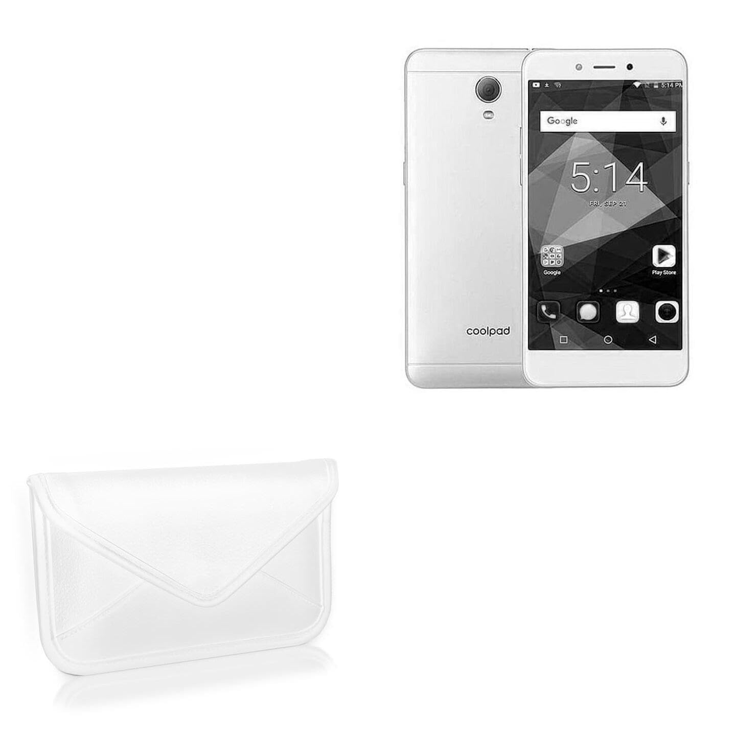 BoxWave Case Compatible with Coolpad Roar 5 - Elite Leather Messenger Pouch, Synthetic Leather Cover Case Envelope Design - Ivory White