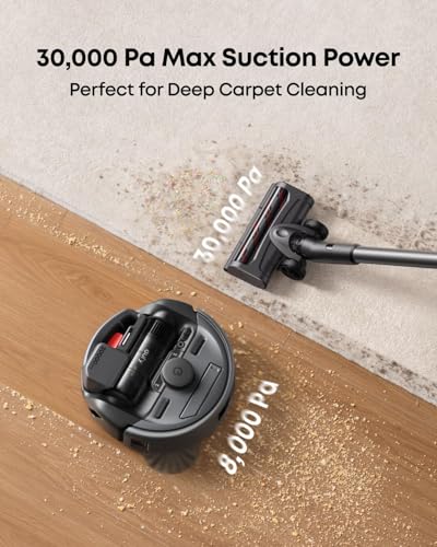 Image of eufy Robot Vacuum 3-in-1 E20, with Versatile Stick and Handheld Vacuum Cleaner Combo,Self Emptying Up to 75 Days, Max 30,000Pa, Smart Obstacle Avoidance + Official 2X Side Brushes