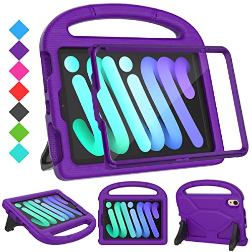 Image of SUPLIK Kids Case for iPad Mini 7 (A17 Pro) 2024 & iPad Mini 6 (A15) 2021, 8.3-inch iPad Mini 6th/7th Generation Case with Screen Protector, Durable Shockproof Kids Cover with Handle Stand, Purple