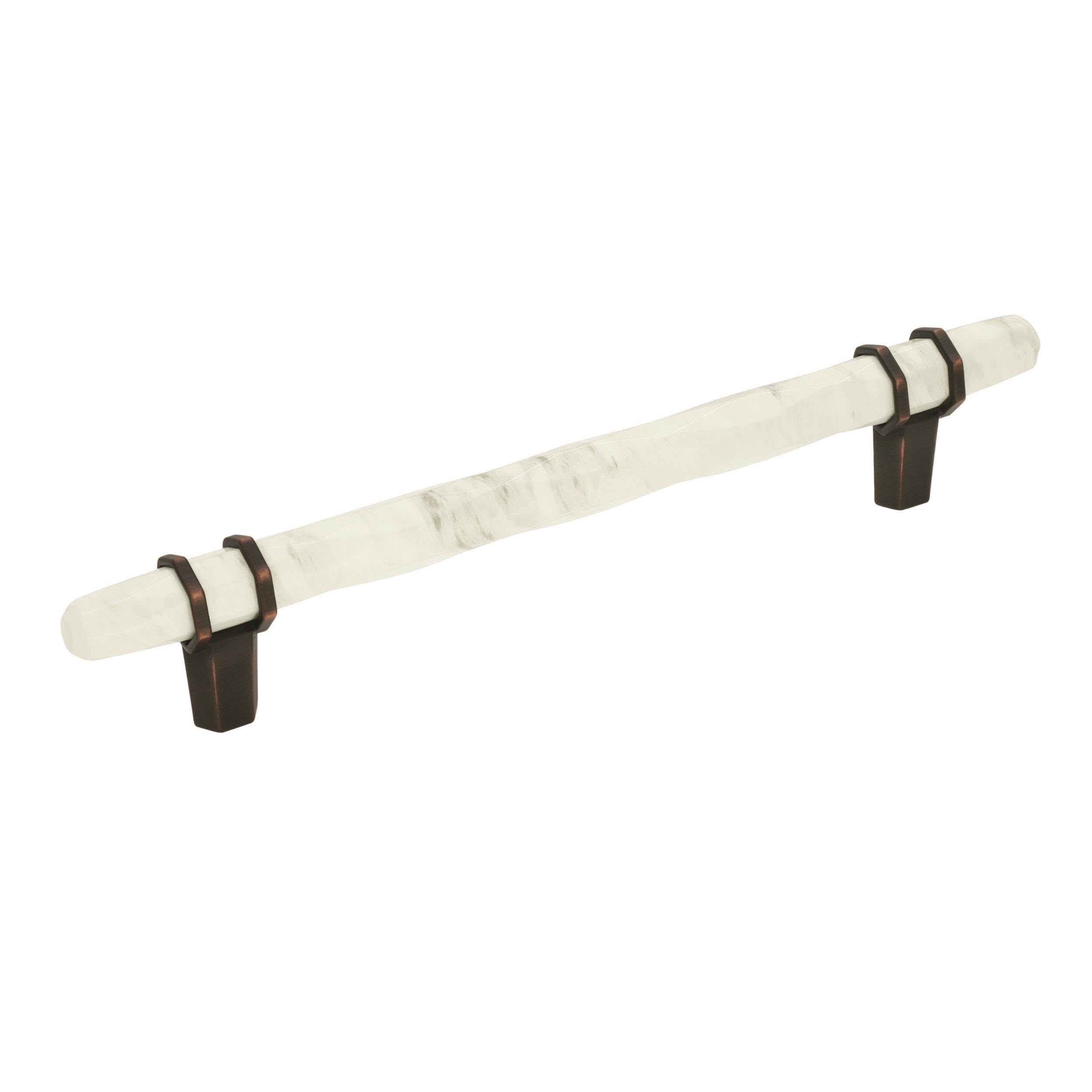Amerock | Cabinet Pull | Marble White/Oil-Rubbed Bronze | 6-5/16 inch (160 mm) Center to Center | Carrione | 1 Pack | Drawer Pull | Drawer Handle | Cabinet Hardware