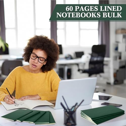 Image of Mimorou 100 Pcs A5 Journals Notebooks Bulk,Green,Unlined | Kraft Softcover Small Notebooks 5.5 Inch x 8.3 Inch Notepads with 60 Page 30 Sheet for Writing Sketch Travel Office Supplies