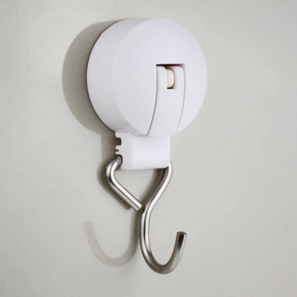 Vacuum Suction Cup Hook, Heavy Duty Utility Hanger, General Purpose Suction Cup for Towel, Bathrobe, for Bathroom Kitchen Car, Stainless Steel Hook for Shower, White