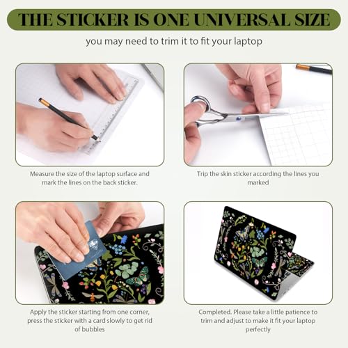 Image of 13 inch 13.3 inch 14 inch 15 inch 15.4 inch 15.6 Inches Laptop Skin Sticker Netbook Decal Vinyl Reusable Notebook Art Protector Cover, Personalized Skin, Dragonfly Butterfly Flower