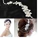 Ladies Silver Rhinestone Bridal Wedding Flower Pearls Headband Hair Clip Comb