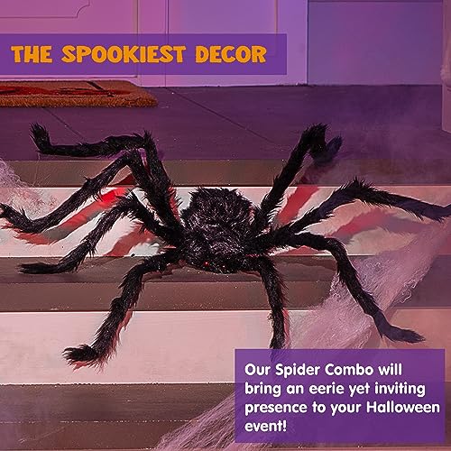 Image of JOYIN 6.5ft Halloween Spider Outdoor Decorations, Scary Giant Large Spider Props for Halloween Outside Decor, Indoor Party Supplies and Yard Lawn Decoration, Black