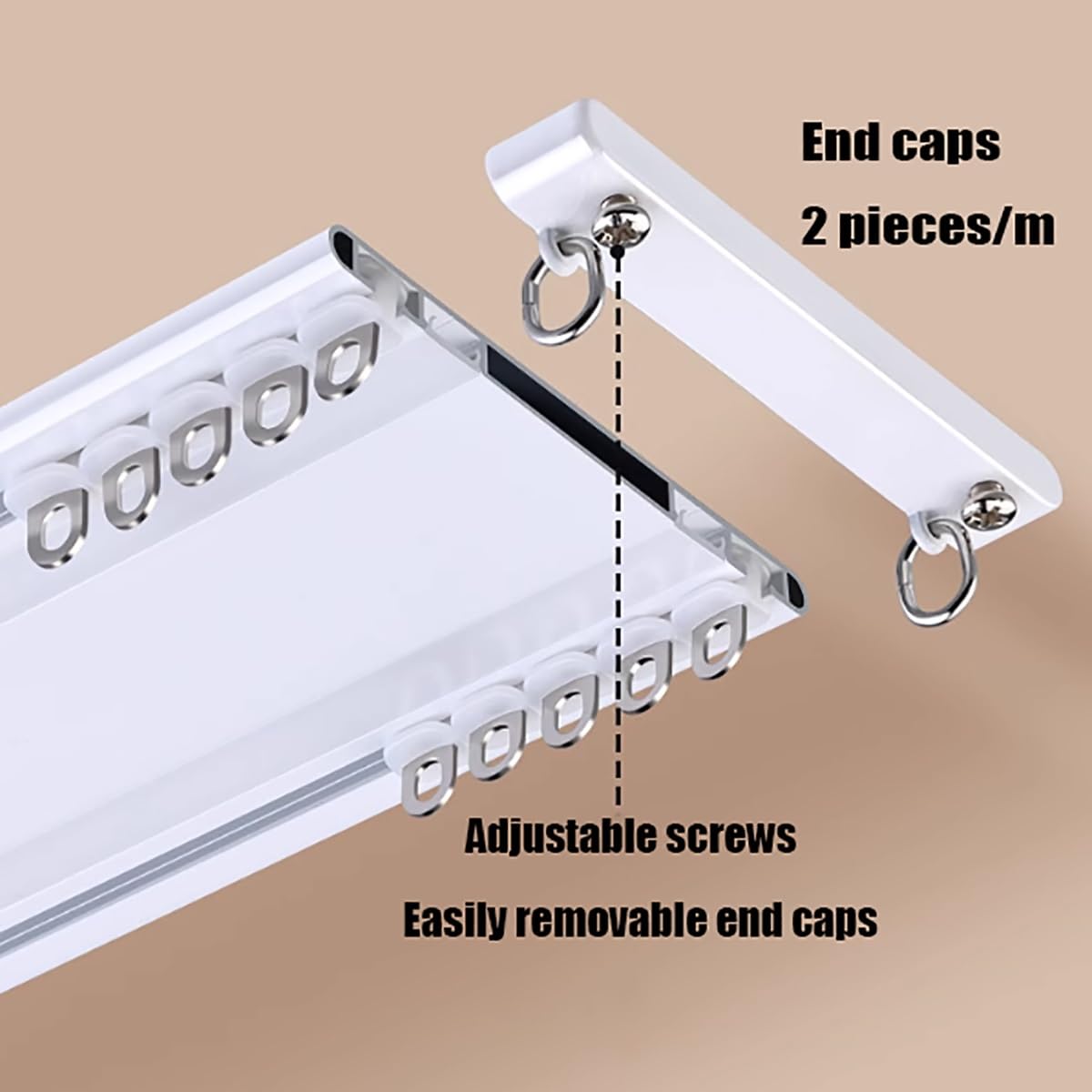 Aluminiowy podwójny szyn sufitowy, do zasłony, 500 cm, cichy drążek przesuwny do przegrody pokoju, sypialni, na balkon, regulowana długość od 1,2 m do 5,8 m, szampański