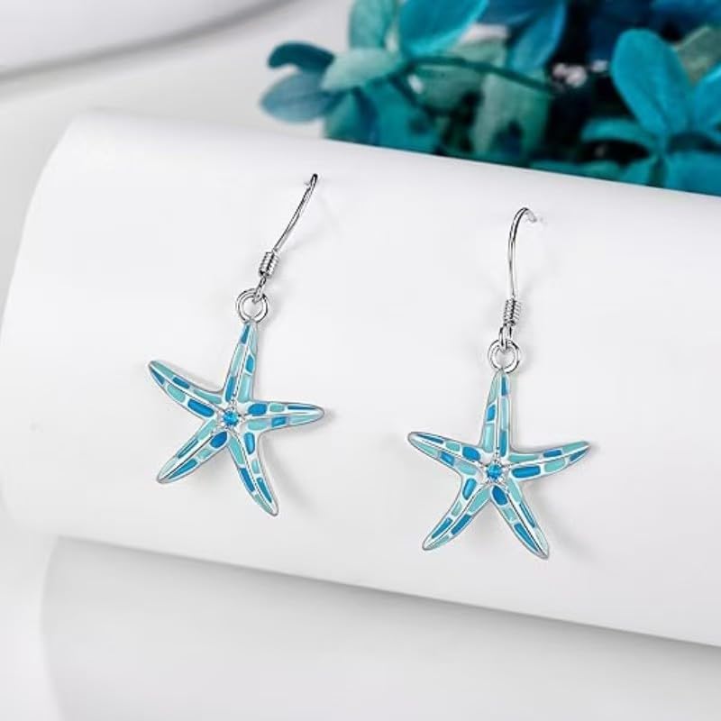 Blue Silver Butterfly/Dragonfly/Star/Starfish/Evil Eye Earrings, Women's Jewelry Gifts4