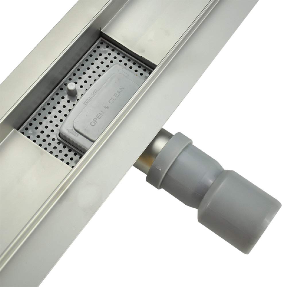 Canalina di Scarico Doccia con Sifone, Scarico a Pavimento in Acciaio Inossidabile, (Adatto per Box Doccia, Bagno, Piscina, Drenaggio), 60CM