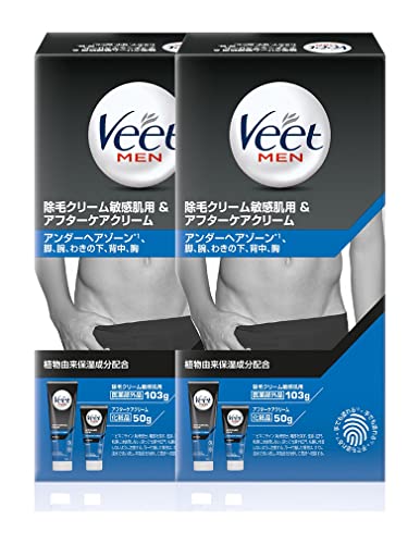 ヴィート メン Veet Men 除毛クリーム 敏感肌用 & アフターケアクリーム 男性用 ムダ毛ケア用 (103グラム + 50グラム) ×2個