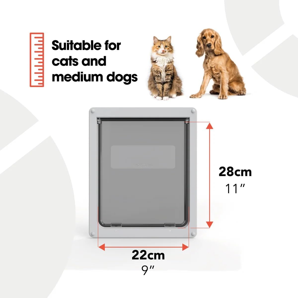 Dog Mate Lockable Medium Dog Door (215G) - Flap for Medium Dogs and Large Cats, for UPVC, Wall and Wood, Securely Designed for Your Pets, Grey