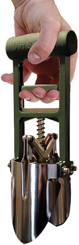 Herramienta de plantación de bulbos verde bosque para plantar bulbos - Agarrador de tierra de 3 dedos para cavarrellenar agujeros - Bordes cónicos