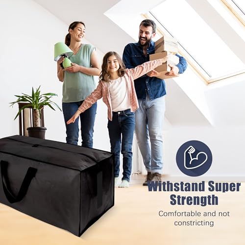 Image of HOMESURE 12 Pack Large Strong Moving Bags with Zippers & Carrying Handles - Water-Resistant - Heavy Duty Storage Tote for Space Saving Moving Storage, Fold Flat, Alternative to Moving Box (Black)