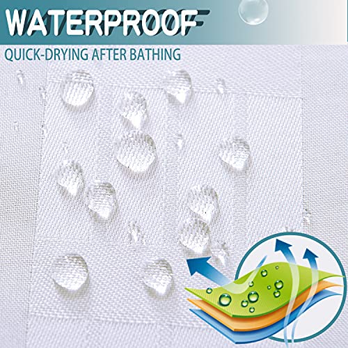 Conbo Mio Hotel Grade Fabric Shower Curtain No Hooks Required With Snap In Liner For Bathroom With See Through Top Window, Spa, Machine Washable, Shower Curtain (Check-White,71Wx74H) #TOP6