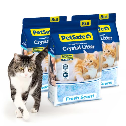 PetSafe ScoopFree Odor Control Crystal Cat Litter Fresh Scent 8 Lb Bag Pack of 3