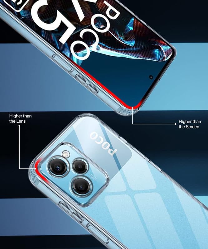 Image of Ultra Hybrid Unbreakable Hard Glass Back Cover Case Compatible with Xiaomi Poco X5 Pro 5G (TPU + Poly Carbonate | Crystal Clear)