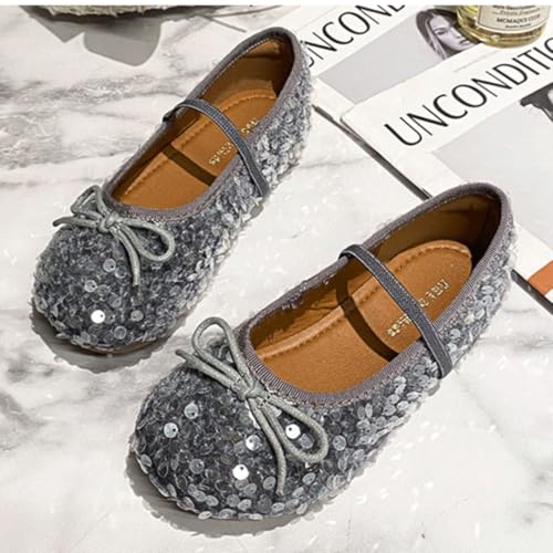 Girls Sparkly Sequin Mary Jane Dress Shoes Bowknot Princess Ballerina Flats for School Wedding Party (Toddler/Little Kid)2
