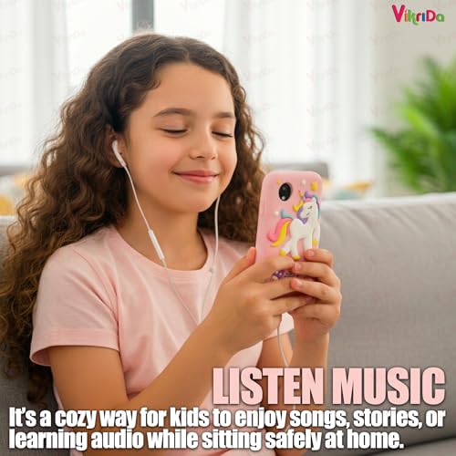 Image of Vikrida Plastic Kids Smartphone Toy with MP3 Music Player Bumper Back Case Dual Camera for Selfies in-Built Games 2.4 inch Screen 8MP Camera Toys for Boys & Girls (Pink Uni)