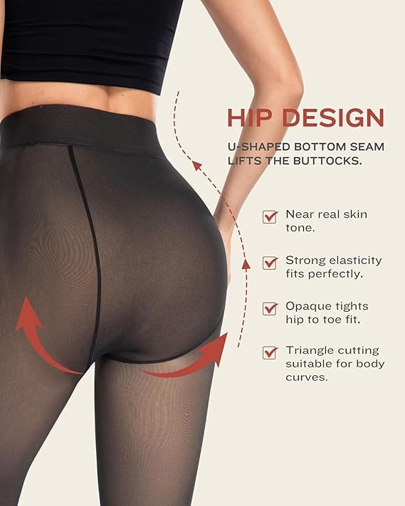 Image of FLYNGO Women Skinny Fit Mid Rise Winter Wear Warm Fleece Thermal Leggings Tights Pants, Waist Size : 26 to 34