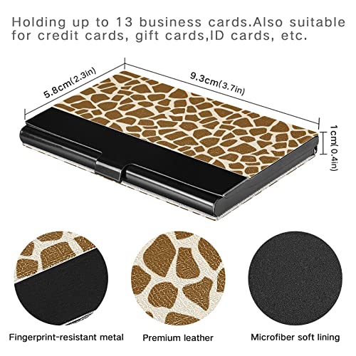 susiyo Brown Giraffe Texture Business Card Holder, Slim Business Name Card ID Case Pocket Organizer Professional PU Leather & Stainless Steel for Men & Women3